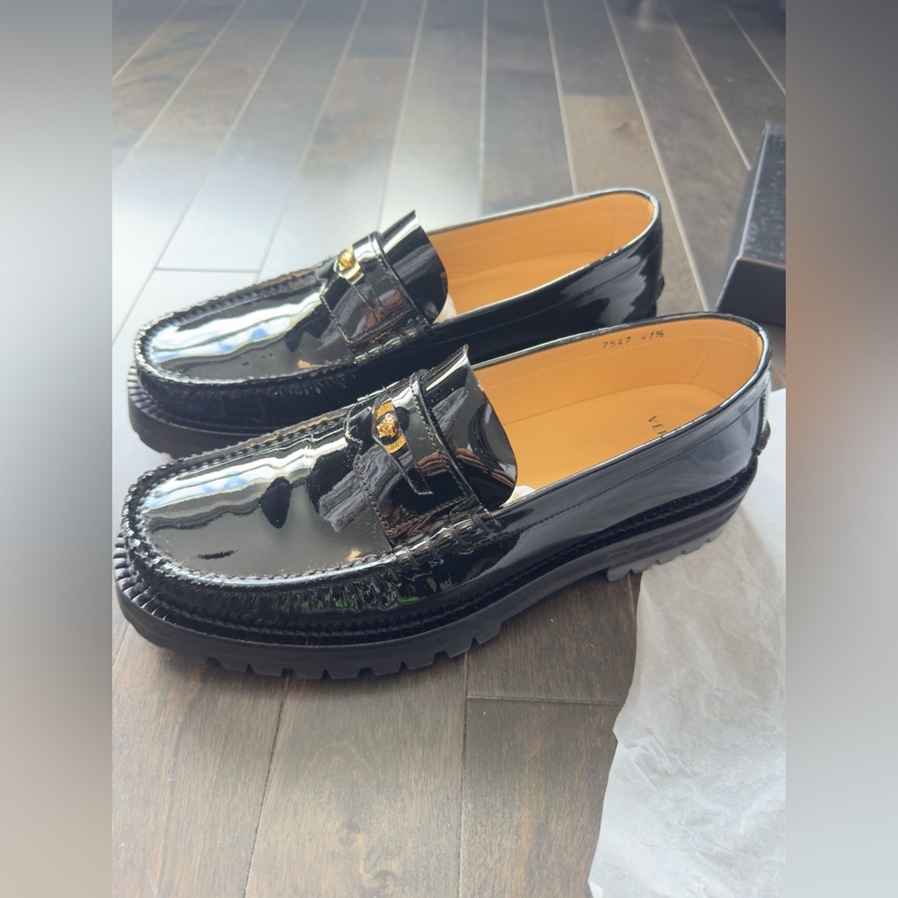 Versace Black Patent Leather Loafers